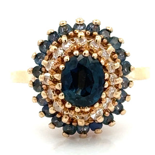 Estate Modern Sapphire & Diamond 14k Yellow Gold Ring — alternate view