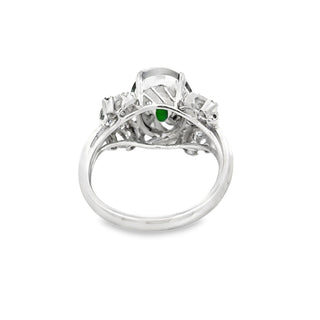 Estate Modern Jade & Diamond 14K White Gold Ring — reverse view