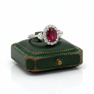 Estate Modern Ruby and Diamond 18Kt White Gold Ring