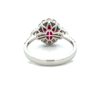 Estate Modern Ruby and Diamond 18Kt White Gold Ring — scale view