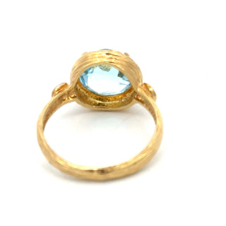 Estate Designer R. Reiss Diamond and Blue Topaz 14K Yellow/White Gold Ring — alternate view