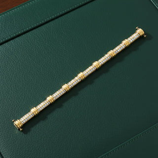 Estate Contemporary 4.50ctw Diamond Double Row 14Kt Yellow Gold Bracelet — side view