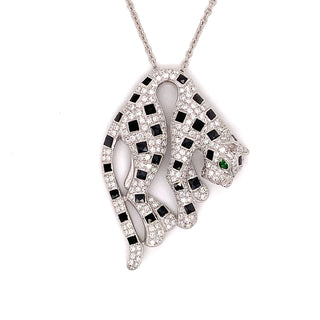 Estate 2.01 ctw Diamond and 18K White Gold Panther Necklace — side view