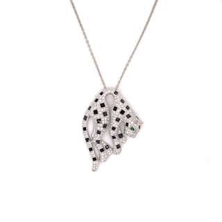 Estate 2.01 ctw Diamond and 18K White Gold Panther Necklace — detail view