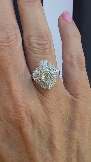 Estate Modern 1.96ct Natural Light Fancy (Center) Diamond Platinum Ring — side view