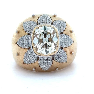 Estate Italian Style 3.35cttw Diamond 18kt Yellow and White Gold Ring — alternate view