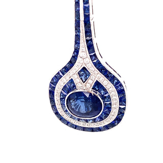 Estate Sapphire and Diamond 18K White Gold Drop Earrings — alternate view