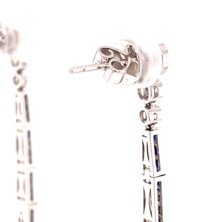 Estate Sapphire and Diamond 18K White Gold Drop Earrings — reverse view