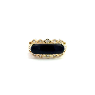 Estate Onyx and Diamond Ring 13153 — detail view
