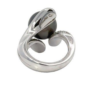 Estate Schoeffel 1.20 cttw Diamond 12.57mm Tahitian Pearl Ring 13875 — scale view