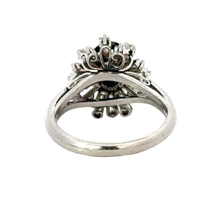 Estate Sapphire and Diamond Platinum Halo Ring — reverse view