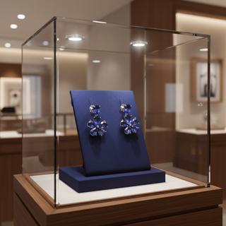 Estate 2000's Tanzanite and Diamond Cluster Flower Earrings — reverse view