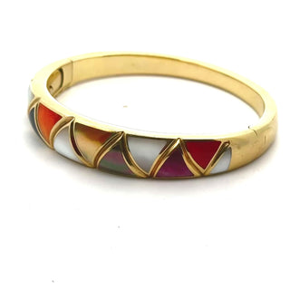 Asch Grossbardt Inlay Mother of Pearl 14Kt Yellow Gold Bangle — side view