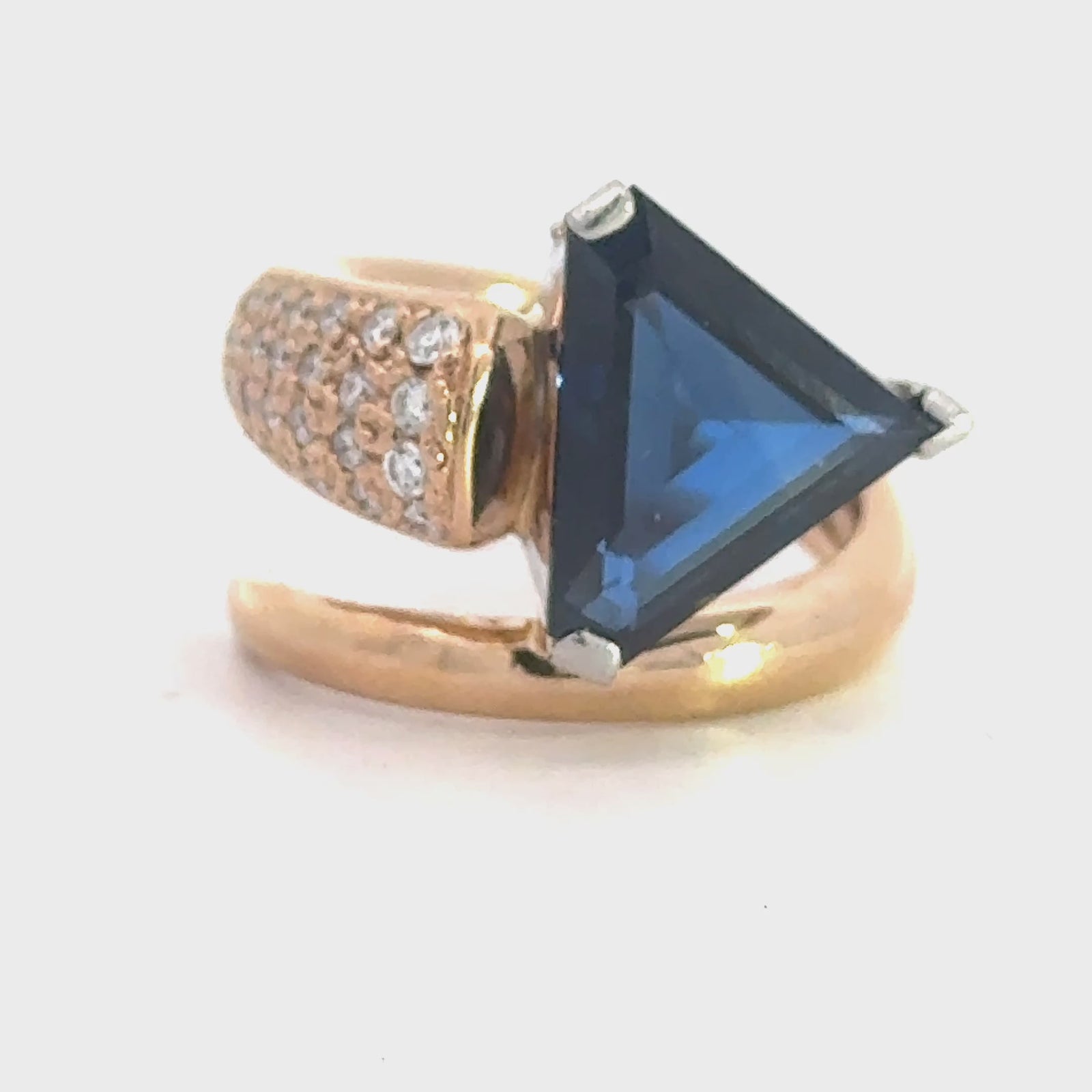 Estate No Heat 3.88 ct Sapphire & Diamond Platinum/18 K Yellow Gold Ring 15722 — side view