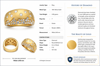 Estate Modern .60 ctw Diamond And 18kt Yellow Gold Ring — side view