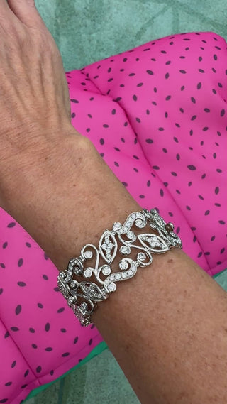Estate Designer AV 7.45ctw Diamond 14Kt White Gold Bracelet — alternate view