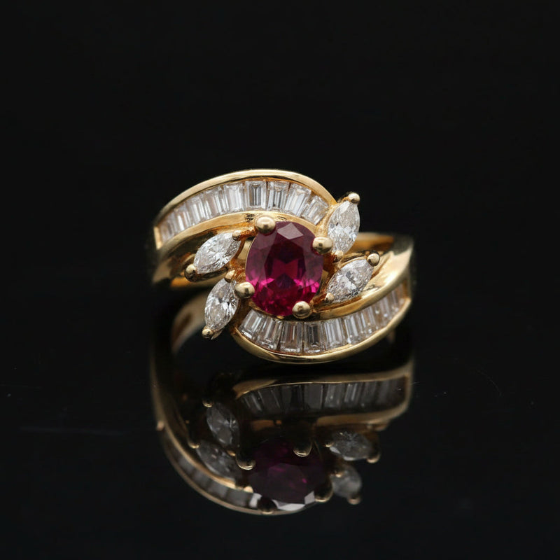 Estate jewelry — A Ruby Ring, Set in Motion, 1.00 ctw diamonds