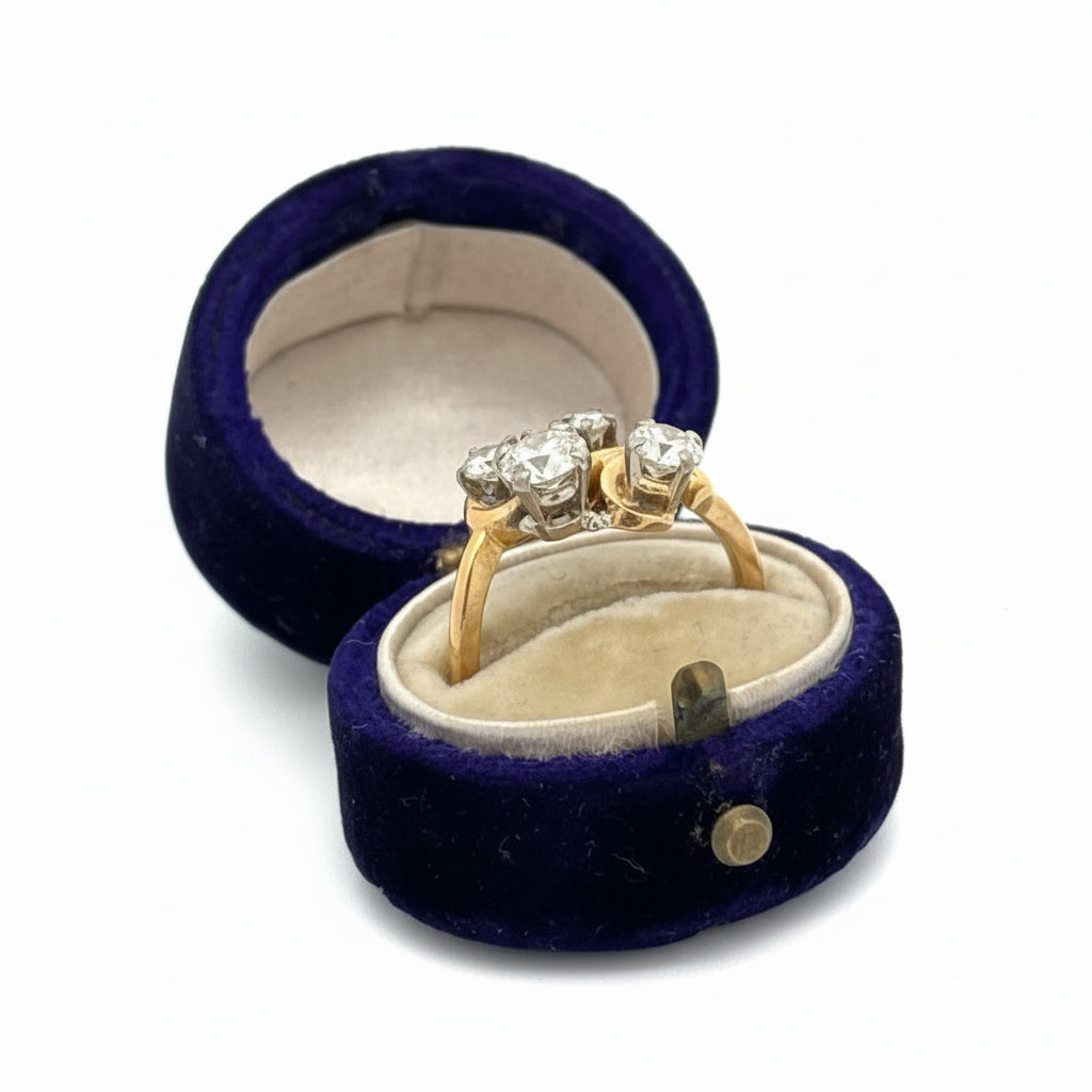 Estate Jabel 1.25ctw Diamond 18K Yellow and White Gold Ring — detail view