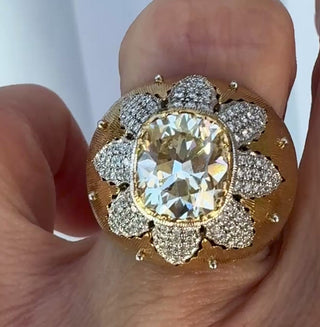 Estate Italian Style 3.35cttw Diamond 18kt Yellow and White Gold Ring — scale view