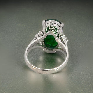 Estate 4.75 ct Jadeite Diamond Platinum Ring 14985 — detail view