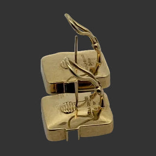 Estate Designer Angela Cummings Black Enamel and 18Kt Yellow Gold Weave Earrings — alternate view