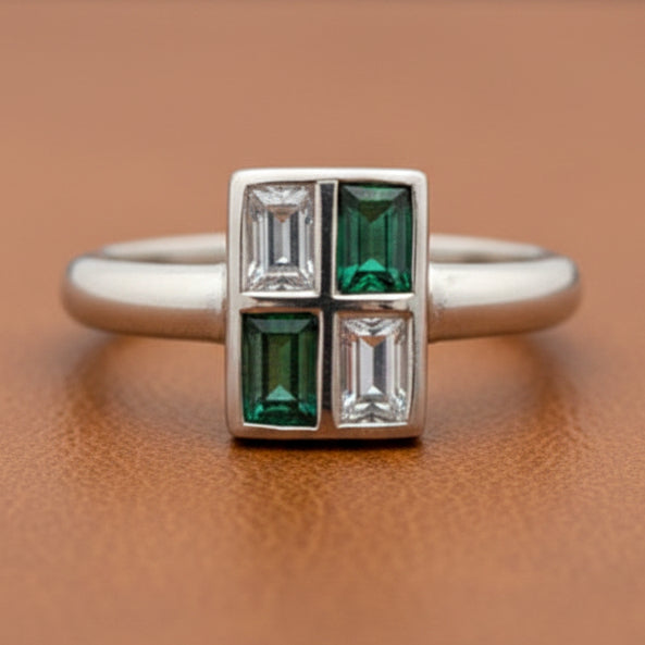 Estate Emerald and Diamond Ring 15273