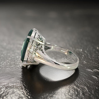 Estate 4.75 ct Jadeite Diamond Platinum Ring 14985 — side view