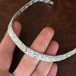 Estate Milgrain Detail 6.00ctw Diamond 18kt Gold Necklace — detail view