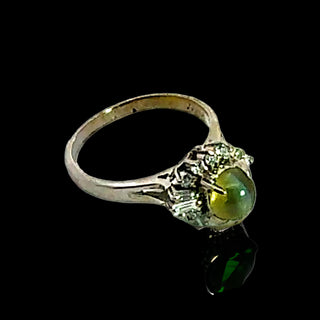 Estate 1.44 ct Cat's Eye Tourmaline Diamond Platinum Ring 14996 — detail view