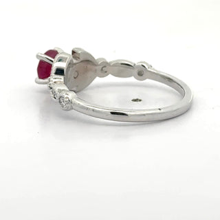 Estate Ruby, Diamond and 14K White Gold Ring — scale view