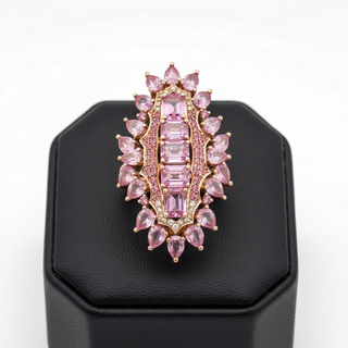 Estate 6.50ctw Pink Sapphire and Diamond 14K Rose Gold Ring — side view