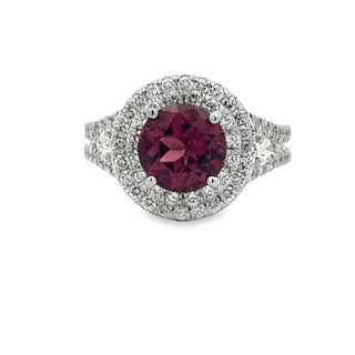 Estate Tourmaline, Diamond, and 18K White Gold Halo Ring — alternate view