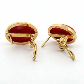 Italian Coral and 18Kt Yellow Gold Earrings — scale view