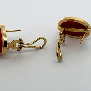 Italian Coral and 18Kt Yellow Gold Earrings — reverse view