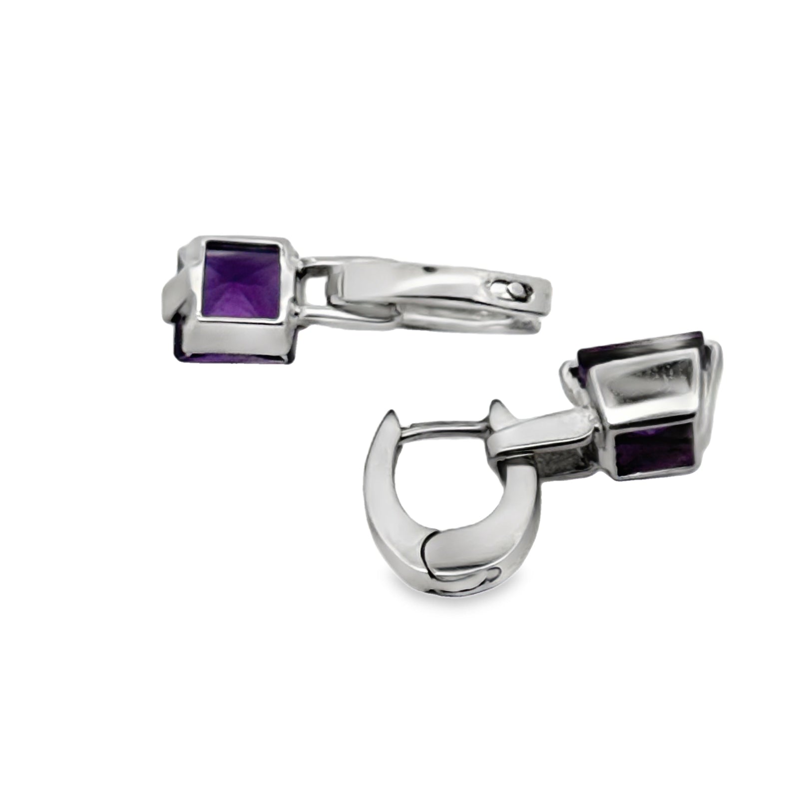Italian Designer 3.80ctw Amethyst and 18Kt White Gold Earrings — side view