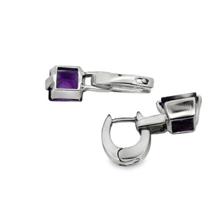 Italian Designer 3.80ctw Amethyst and 18Kt White Gold Earrings — side view