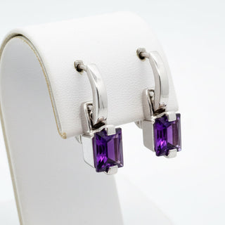 Italian Designer 3.80ctw Amethyst and 18Kt White Gold Earrings — scale view