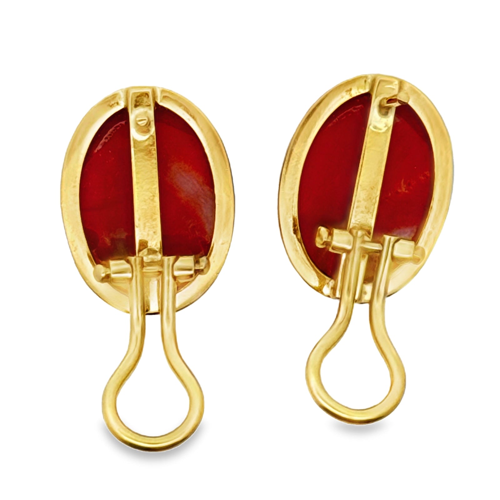 Italian Coral and 18Kt Yellow Gold Earrings — detail view