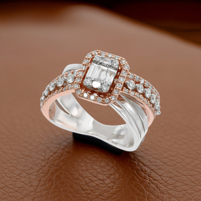 Effy Diamond and White and Rose Gold Ring