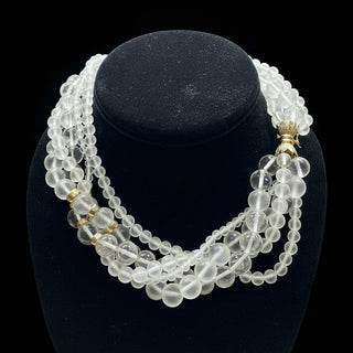 Estate jewelry — Estate Rock Crystal Multi Strand and 14K Yellow Gold Necklace