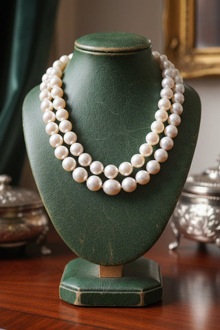 Estate Modern 1990's Fine 12.00-12.50mm South Sea Pearl and 5.00ctw Diamond 36" Necklace — side view
