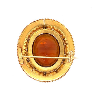 Estate Art Deco Citrine and 14K Yellow Gold Pendant Brooch — reverse view