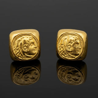 Estate David Webb Roman/Ancient 18K Yellow Coin Cuff Links — side view