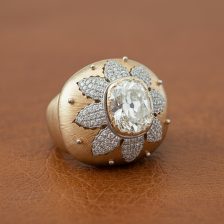 Estate Italian Style 3.35cttw Diamond 18kt Yellow and White Gold Ring — side view