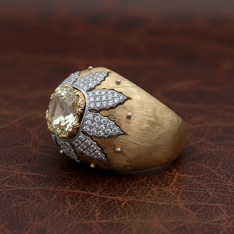 Estate Italian Style 3.35cttw Diamond 18kt Yellow and White Gold Ring