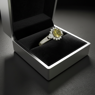 Estate 1.44 ct Cat's Eye Tourmaline Diamond Platinum Ring 14996 — side view