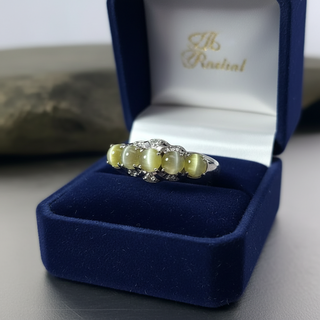 Estate 2.96 ctw Cats Eye Chrysoberyl Diamond Platinum Ring