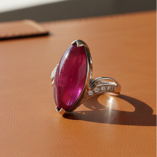 Estate Bold Custom 15.38 ct Pink Tourmaline and Diamond Platinum Ring 15262