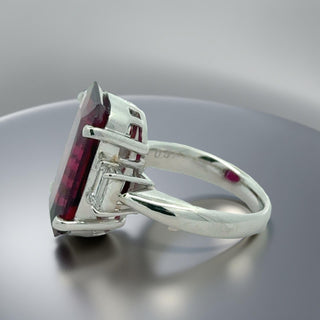 Estate 8.88 ct Tourmaline & Diamond Platinum Ring 15762 — detail view