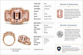 Estate Modern 7.52ctw Morganite and Diamond 18kt Rose Gold Ring — side view